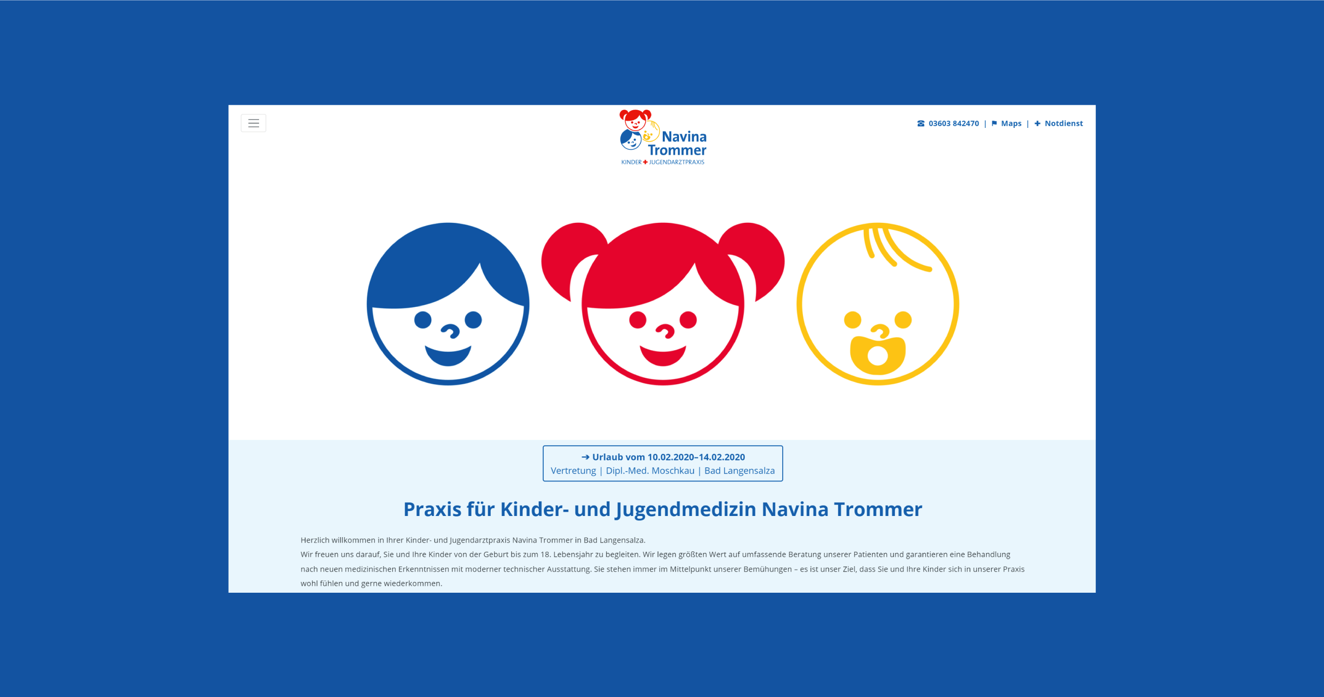 Webdesign Kinder + Jugendarztpraxis Navina Trommer